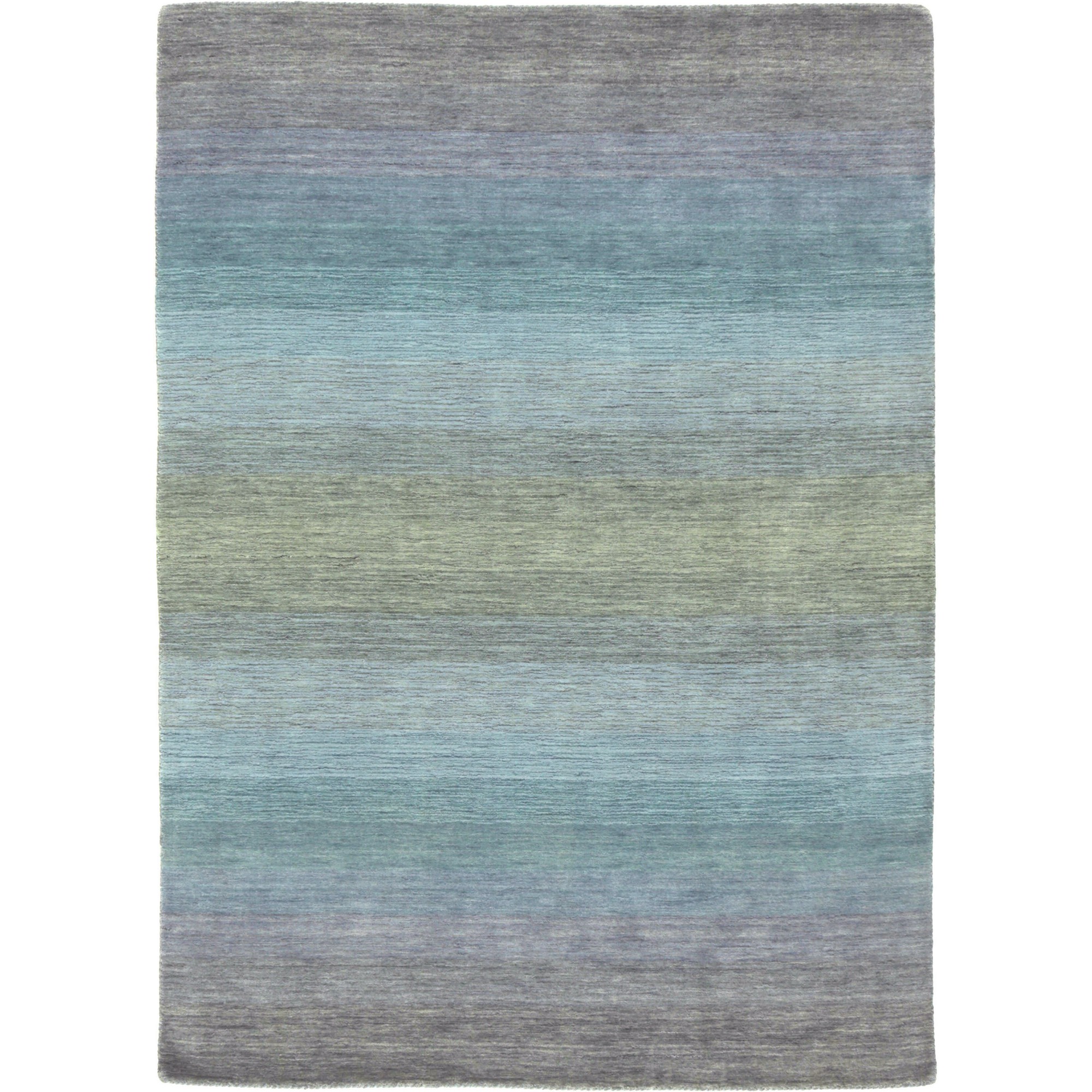 Panorama Modern Wool Striped Rug 6029 In Grey Blue